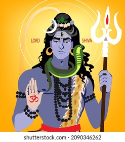 Hindu god Lord Shiva. Image on golden background, Indian Shiv images on  gold background .
