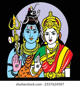 Hindu God Lord Shiva Parvati Vector Art