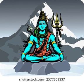 Hindu God Lord Shiva Vector Illustration Art
