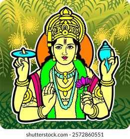 Hindu God Lord Vishnu Vector Illustration Art