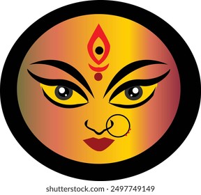 Hindu God Maa Durga Face Vector Stock Photo