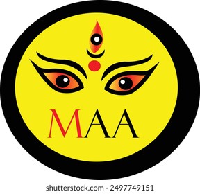 Hindu God Maa Durga Face Vector Stock Photo