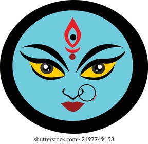 Hindu God Maa Durga Face Vector Stock Photo