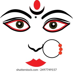 Hindu God Maa Durga Face Vector Stock Photo