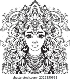 Hindu god maa durga images and white background