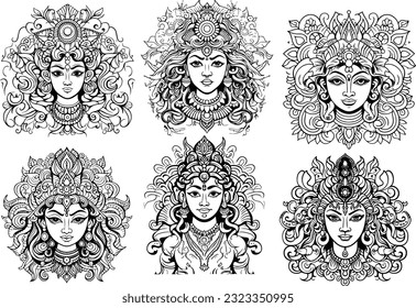 Hindu god maa durga images and white background