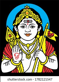 Hindu God Muruga Vector Art