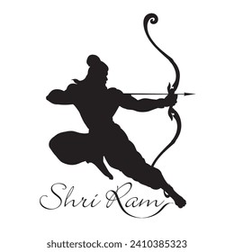 Hindu God Rama Silhouette, An illustration of Indian Warrior, Indian Lord Rama vector symbol