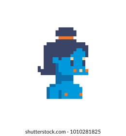 Hindu God Shiva character. Krishna.  Pixel art. Isolated vector illustration.