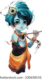 Hindu god shree krishna painting high quilty