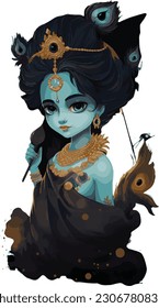 Hindu god shree krishna painting.generative al high quailty