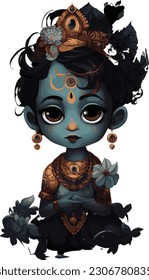 Hindu god shree krishna painting.generative al high quailty