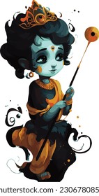 Hindu god shree krishna painting.generative al high quailty