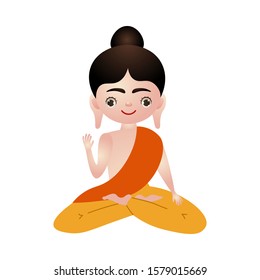 Hindu god sitting in lotus in traditional clothing vector illustration