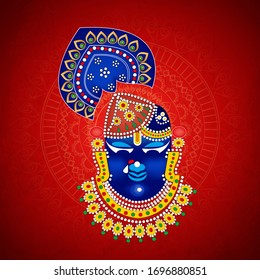 Hindu god Sri krishna, sreenathji ( Lord Shrinathji of  Nathdwara), tirupati, vishnu vector , poster, banner 