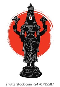 Hindu god Tirupati Balaji silhouette graphic design.