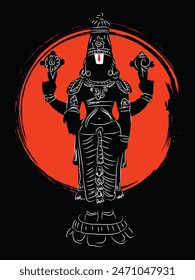 Hindu-Gott Tirupati Balaji Silhouette Grafikdesign.