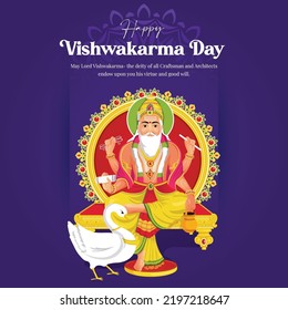 Hindu god vishwakarma an architect and divine engineer of universe banner design.