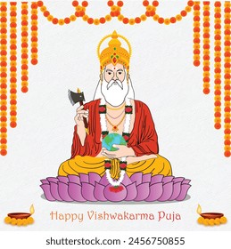 Hindu god vishwakarma puja poster