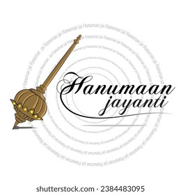 Arte vectorial de arma de Dios hindú, ilustración del arma pesada de Hanuman, instrumento de culto espiritual de la religión hindú