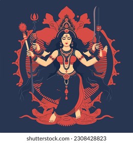 Hindu Goddes,  artwork, hindu art, flat vector illustration 