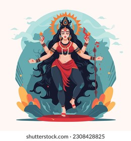 Hindu Goddes,  artwork, hindu art, flat vector illustration 