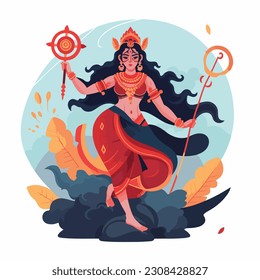 Hindu Goddes,  artwork, hindu art, flat vector illustration 