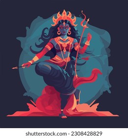 Hindu Goddes,  artwork, hindu art, flat vector illustration 