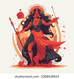 Hindu Goddes,  artwork, hindu art, flat vector illustration 