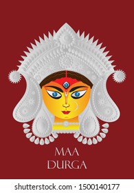 Hindu Goddess Devi Durga face illustration in vector file 