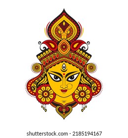 Hindu Goddess Durga Face Illustration