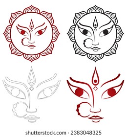 Ilustración del vector de la cara Durga de la diosa hindú