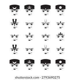 Hindu Goddess Faces Elements Collection