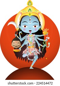 Hindu goddess Kali vector cartoon illustration