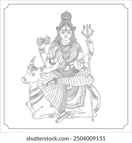 Hindu Goddess Maheshwari devi outline vector illustration