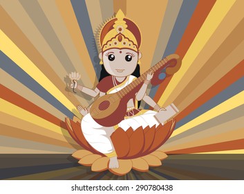 Hindu Goddess Saraswati for Vasant Panchami Background svg