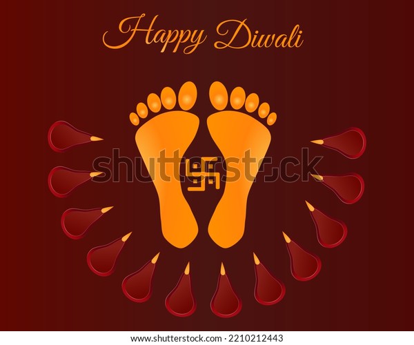 Hindu Godess Laxmis Footprint Goodluck Text Stock Vector (Royalty Free ...