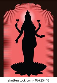 Hindu God/Goddess Lakshmi Silhouette with Frame