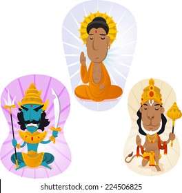 Hindu gods set 2, buddah, hanuman, ravana.