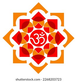 Hindu holy symbol OM with lotus icon.