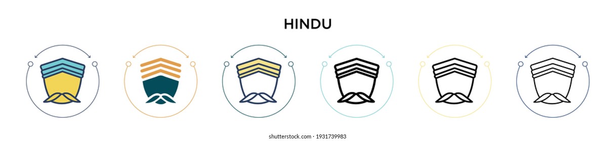 Hindu icon in filled, thin line, outline and stroke style. Vector illustration of two colored and black hindu vector icons designs can be used for mobile, ui, web