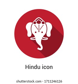 Hindu icon. Ganesh's picture. Button icon of a sacred elephante.