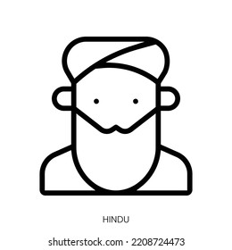 hindu icon. Line Art Style Design Isolated On White Background