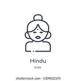 hindu icon from religion outline collection. Thin line hindu icon isolated on white background.