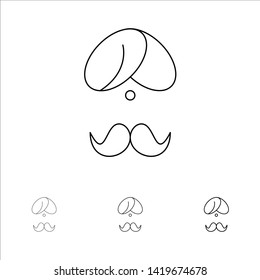 Hindu, India, Indian, Man, People, Person, Turban Bold and thin black line icon set
