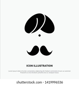 Hindu, India, Indian, Man, People, Person, Turban solid Glyph Icon vector