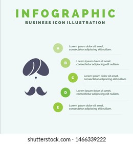 Hindu, India, Indian, Man, People, Person, Turban Solid Icon Infographics 5 Steps Presentation Background. Vector Icon Template background
