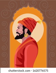 hindu king shivaji maharaj vector illustration