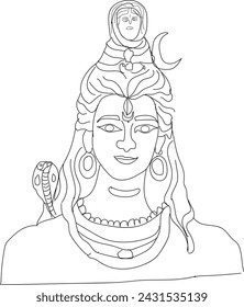 Hindu Line Art Shiva Vector Stock Photo