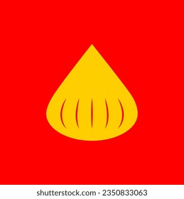 Hindu Lord food Modak vector icon in Yellow color.